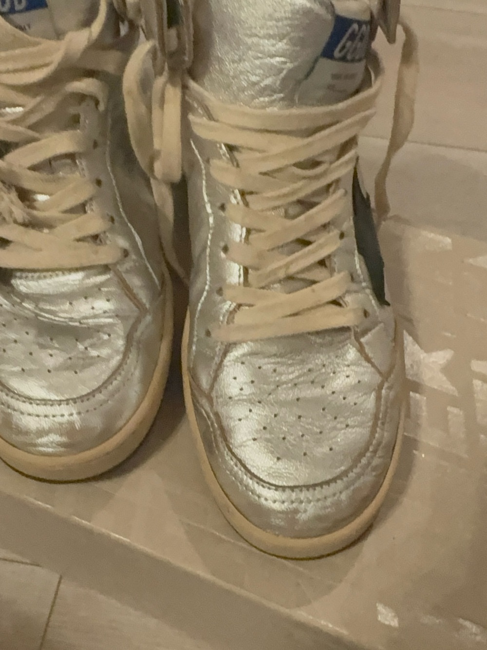 Golden Goose Silver and Black High-Top Sneakers - Picture 3 of 3